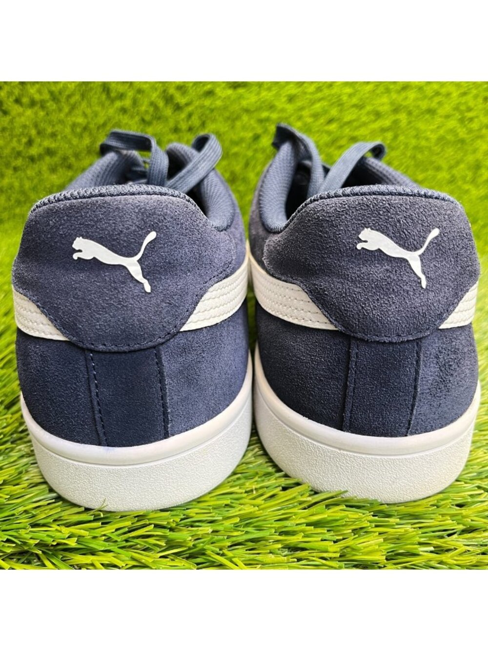 Puma Smash V2 Mens Size 14 Blue White Athletic Suede Walking Shoes Sneakers
